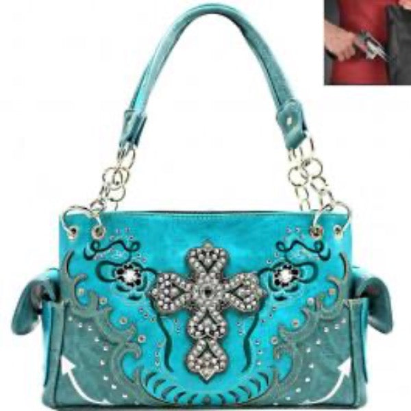 Western Turquoise Concho Studs Gun Shaped Crossbody Pouch – Zelris